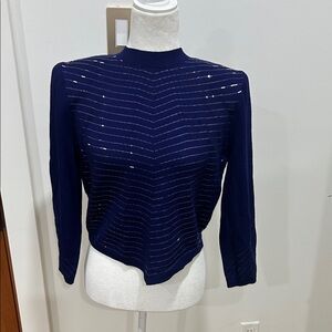 St. John Vintage Midnight Blue Women's Blouse with sequins